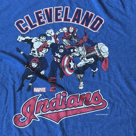 VTG Marvel Avengers Cleveland Indians Blue T-shirt Men’s Large - Picture 2 of 6